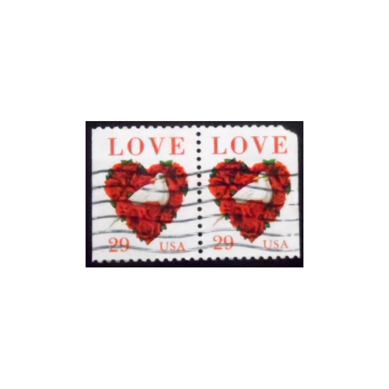 Par de selos postais dos Estados Unidos de 1994 Doves and Roses