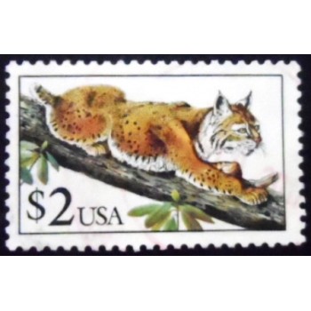 Selo postal dos Estados Unidos de 1990 Bobcat U