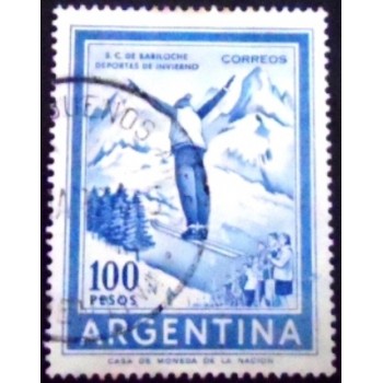 Imagem similar à do selo postal da Argentina de 1961 Winter sports in Bariloche