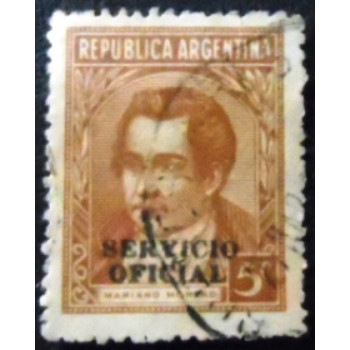 Imagem similar à do selo postal da Argentina de 1939 Mariano Moreno 5 ovpt.