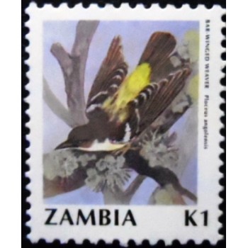 Selo postal da Zâmbia de 1991 Bar-winged Weaver