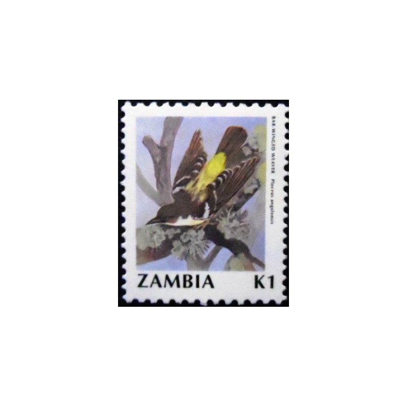 Selo postal da Zâmbia de 1991 Bar-winged Weaver