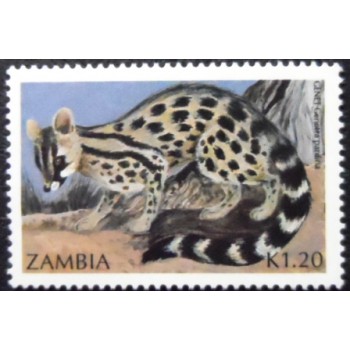 Selo postal da Zâmbia de 1991 Genetta pardina