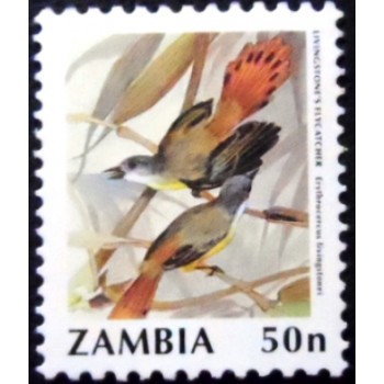 Selo postal da Zâmbia de 1991 Erythrocercus livingstonei