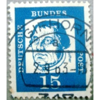 imagem similar à do selo postal da Alemanha de 1961 Martin Luther U Y