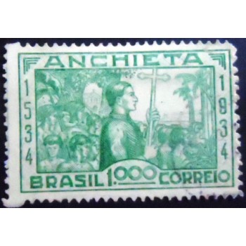 Selo postal do Brasil de 1934 Padre José de Anchieta 1000