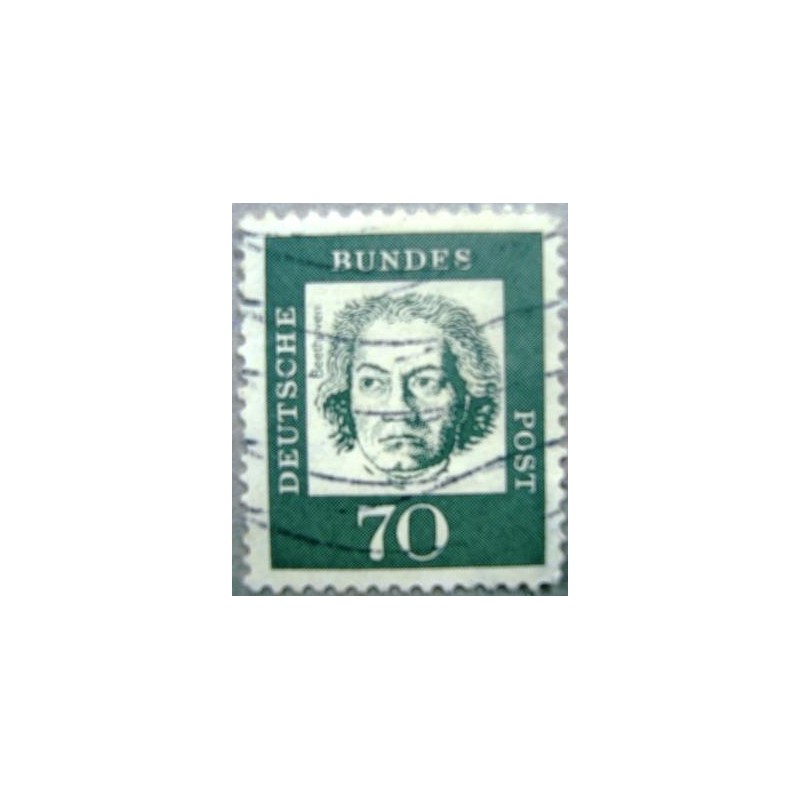 Imagem similar à do selo postal da Alemanha de 1961 Ludwig van  XBeethoven X