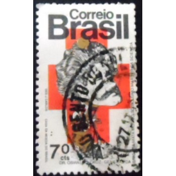 Selo postal do Brasil de 1972 Oswaldo Cruz U