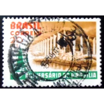 Selo postal do Brasil de 1970 Fundação de Brasília 20 U