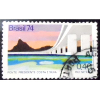 Imagem similar à do selo postal do Brasil de 1969 Ponte Rio-Niterói U