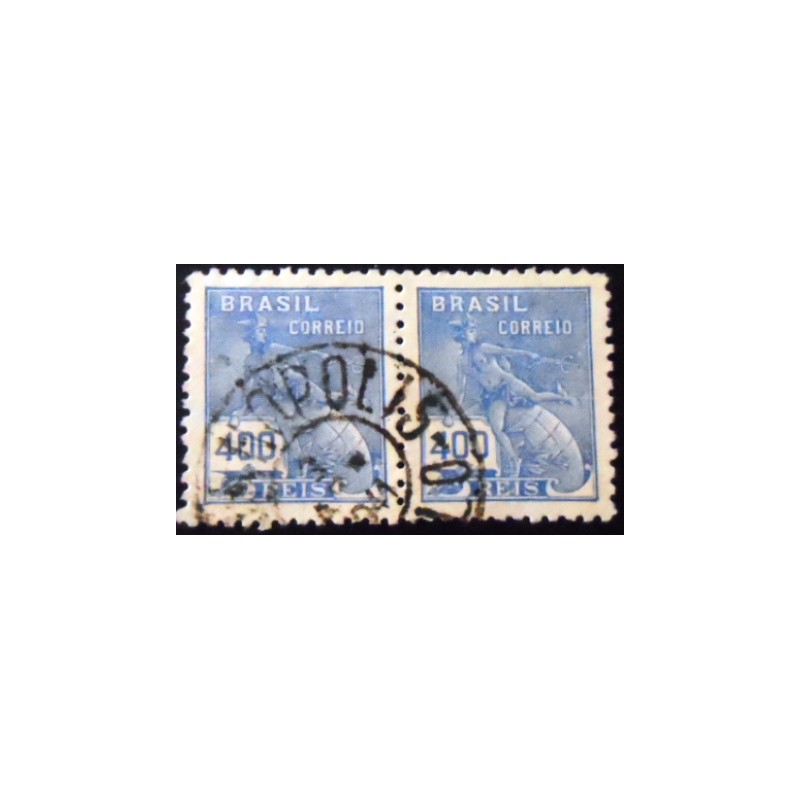 Par de selos do Brasil de 1940 Mercúrio e Globo 400 U