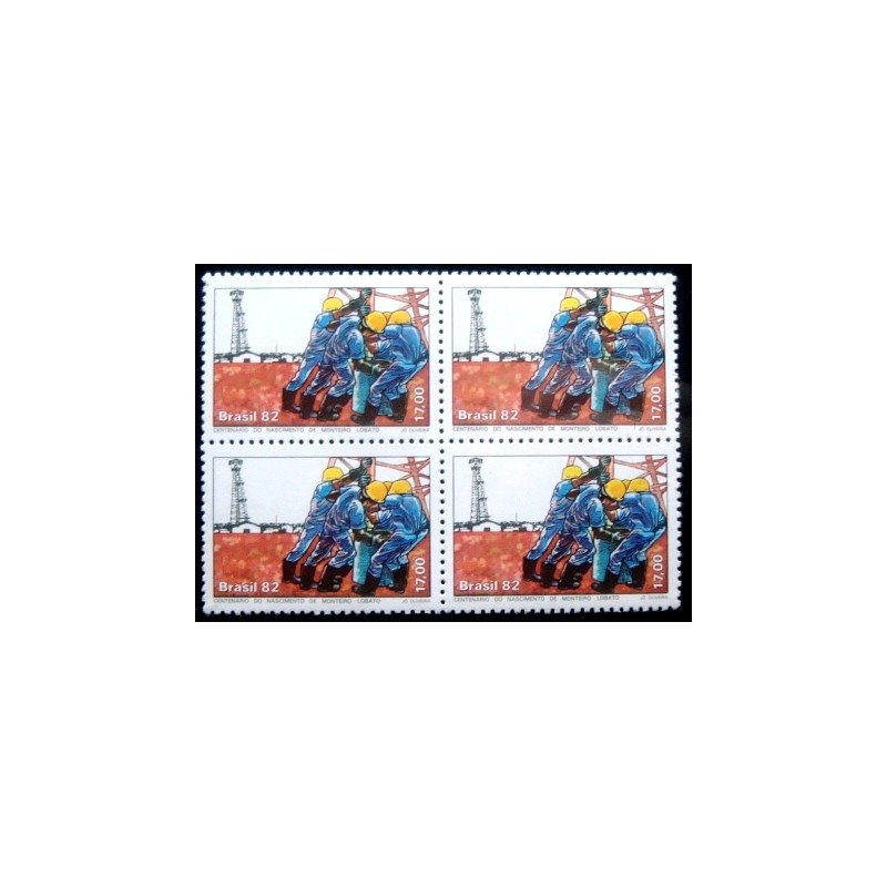 Quadra de selos do Brasil de 1982 - Monteiro Lobato M