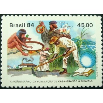 Selo postal do Brasil de 1984 Casa Grande e Senzala M