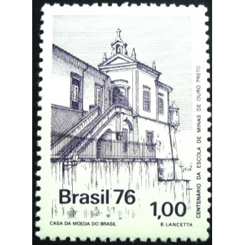 Selo postal do Brasil de 1976 Escola de Minas M