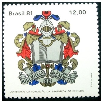 Selo postal do Brasil de 1981 Biblioteca Exército M