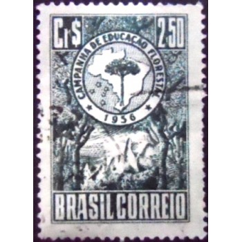 Imagem similar à do selo postal do Brasil de 1956 Educação Florestal U