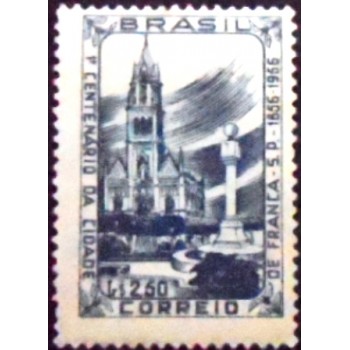 Selo postal do Brasil de 1956 Centenário de Franca M