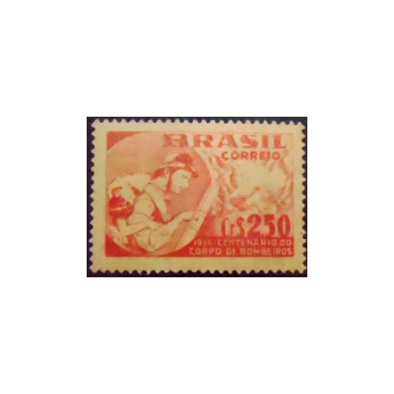 Selo postal de 1956 Corpo de Bombeiros Palha M A Palha