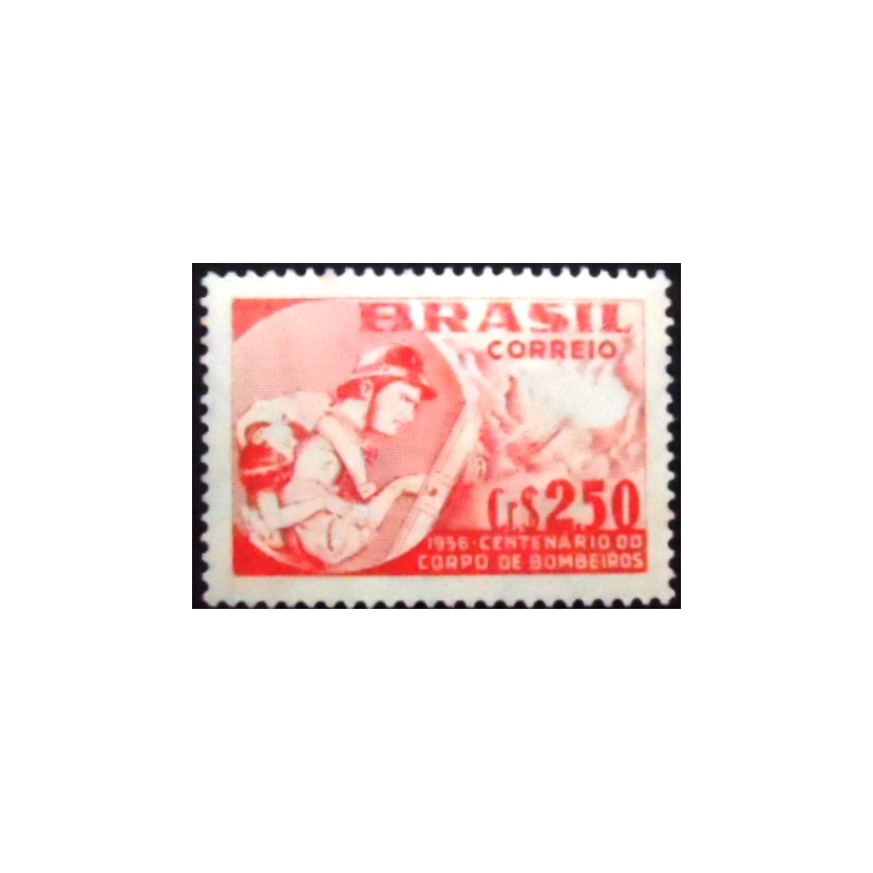 Selo postal do Brasil de 1956 Corpo de Bombeiros M