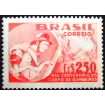 Selo postal do Brasil de 1956 Corpo de Bombeiros N
