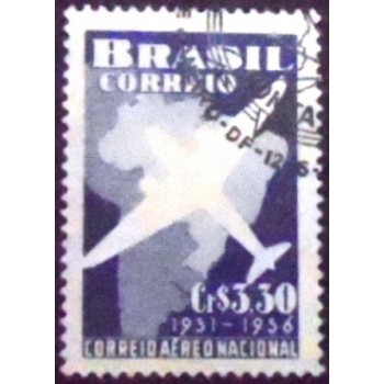 Selo postal do Brasil de 1956 Correio Aéreo Nacional Militar NCC