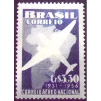 Selo postal do Brasil de 1956 Correio Aéreo Nacional Militar N