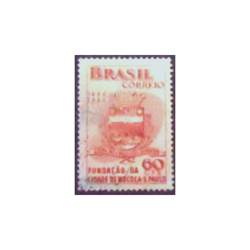 Selo postal do Brasil de 1956 Centenário de Mococa U