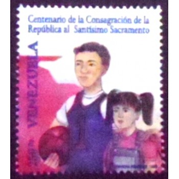 Selo postal da Venezuela de 1999 Boy with basketball U