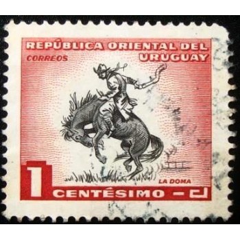 Imagem similar à do selo postal do Uruguai de 1954 Gaucho breaking-in horse