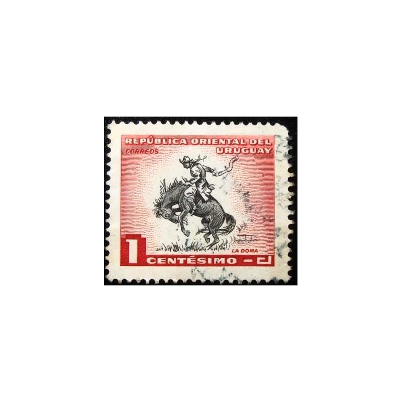 Imagem similar à do selo postal do Uruguai de 1954 Gaucho breaking-in horse