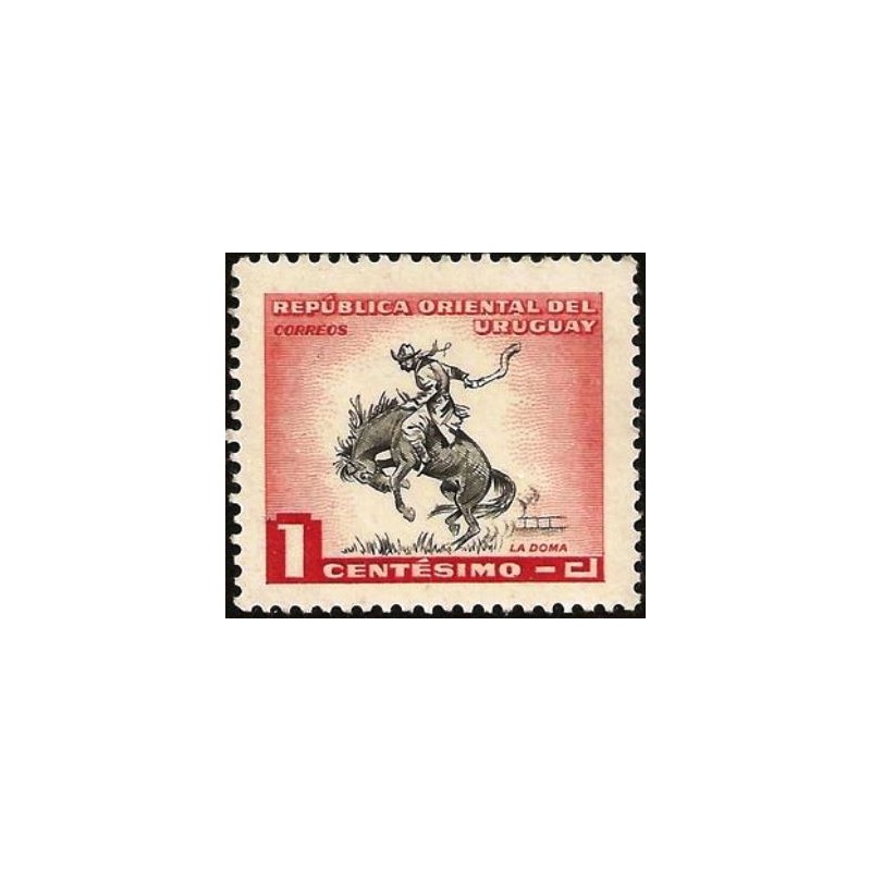 Imagem similar à do selo postal do Uruguai de 1954 Gaucho breaking-in horse M