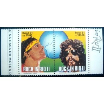 imagem do se-tenant do Brasil de 1991 Rock in Rio II M