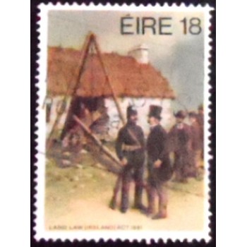 Imagem do selo postal da Irlanda de 1981 Land Law Act 1881 anunciado