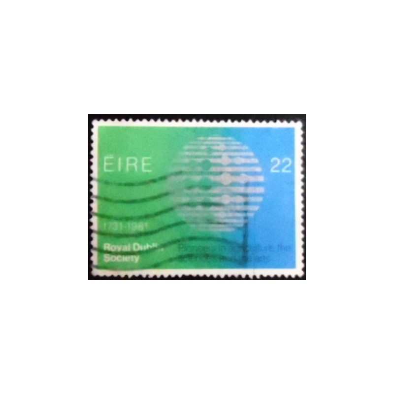 Imagem do selo postal da Irlanda de 1981 Royal Dublin Society anunciado