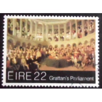 Imagem do selo postal da Irlanda de 1981 Grattan's Parliament  anunciado