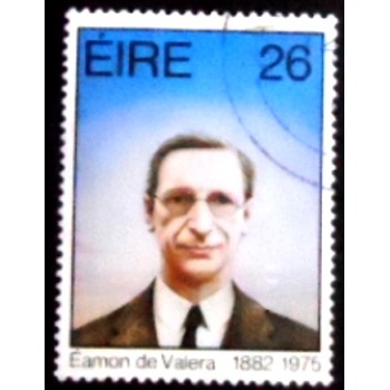 Imagem do selo postal da Irlanda de 1982 Éamon de Valera anunciado