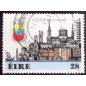 Imagem do selo postal da Irlanda de 1988 Dublin Millennium anunciado
