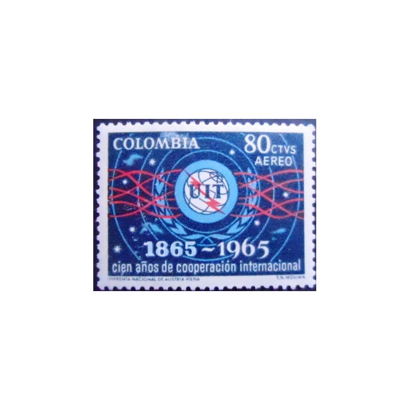 Selo postal da Colômbia de 1965 Electromagnetic Waves M