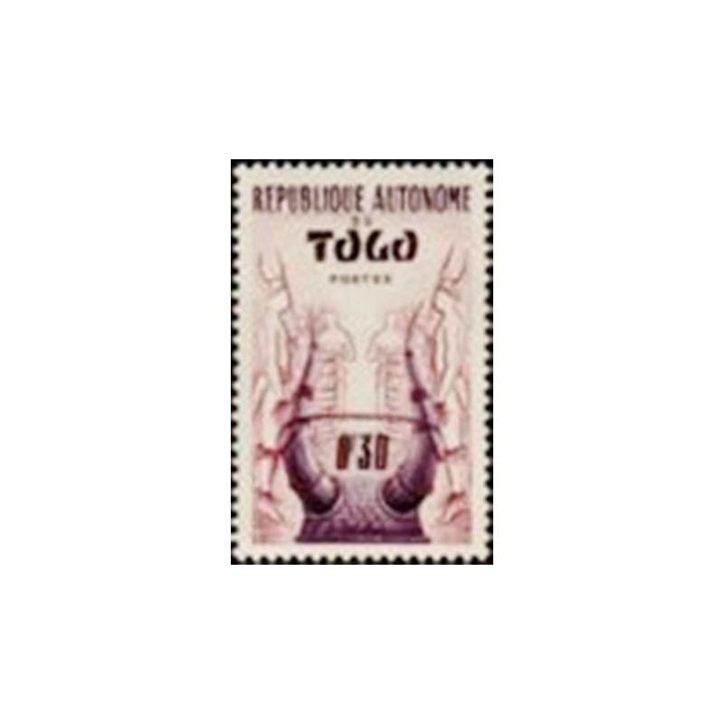 Imagem do selo postal do Togo de 1957 Headdress N 30 anunciado
