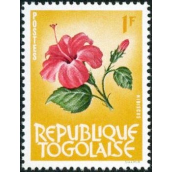 Imagem do selo postal do Togo de 1964 Hibiscus anunciado