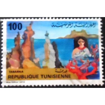 Imagem do selo postal da Tunísia de 1981 Tabarka U anunciado