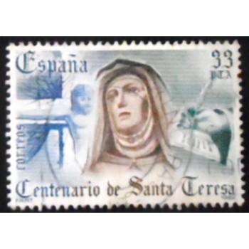 Imagem do selo postal da Espanha de 1982 Santa Teresa U anunciado