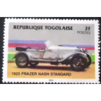 Imagem do selo postal do Togo de 1984 Frazer Nash Standard 1925 M anunciado