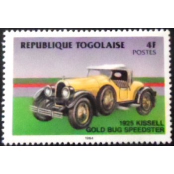 Imagem do selo postal do Togo de 1984 Kissel Gold Bug Speedster 1925 M anunciado
