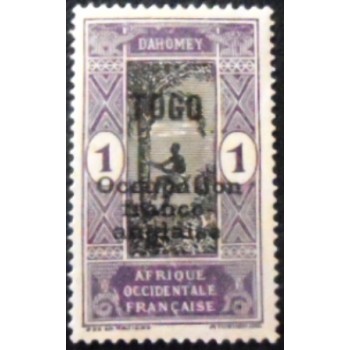 Imagem do selo postal do Togo de 1916 Stamp of Dahomey overprinted  1 M anunciado
