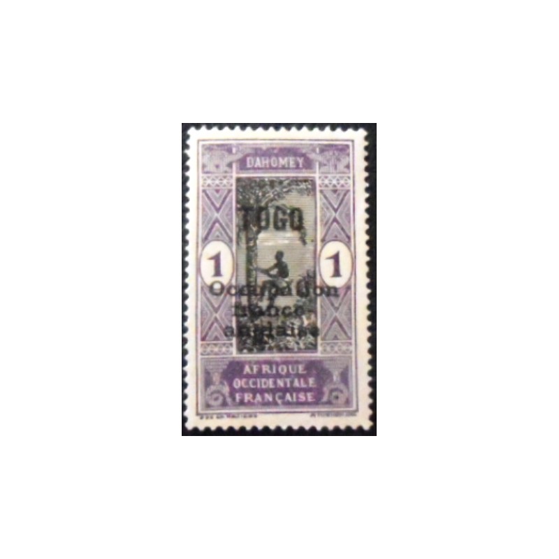 Imagem do selo postal do Togo de 1916 Stamp of Dahomey overprinted  1 M anunciado
