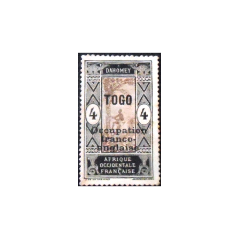 Imagem do selo postal do Togo de 1916 - Stamp of Dahomey overprinted 4 N anunciado