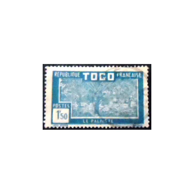 Imagem do selo postal do Togo de 1927 Oil Palm Plantation anunciado