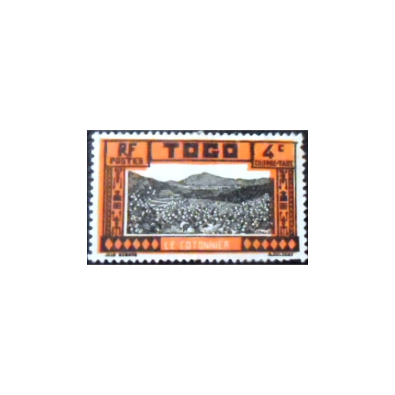Imagm do selo postal do Togo de 1925 Cotton plantation 4 N anunciado
