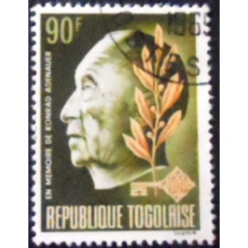 Imagem do selo postal do Togo de 1968 Konrad Adenauer NCC anuciado